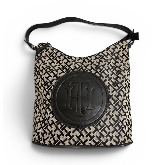 Tommy Hilfiger Handbags - Tommy Hilfiger Black & Tan Monogram Tote Bag